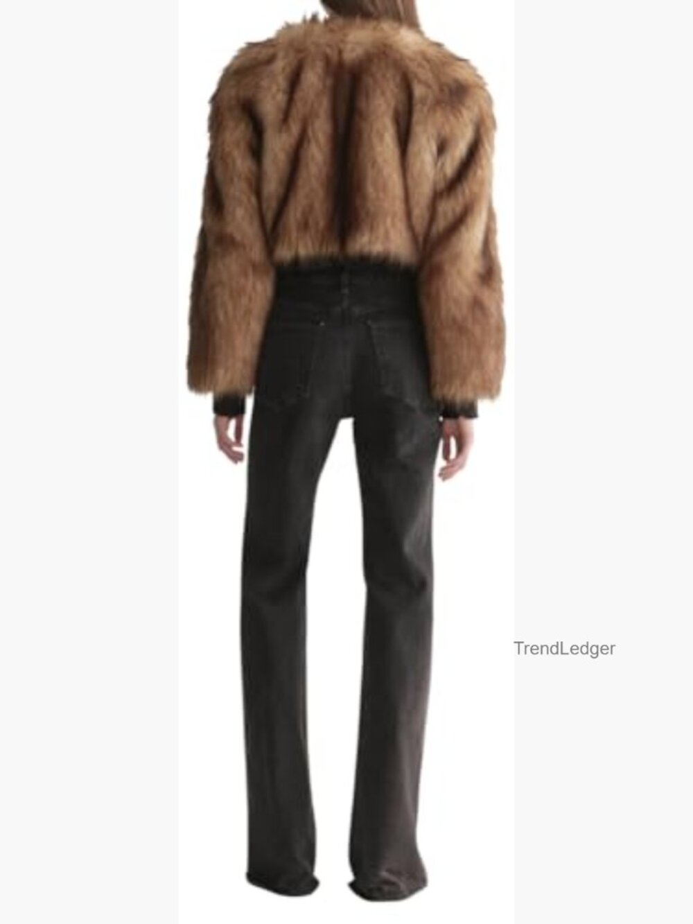 Cropped Faux Fur Jacket with Hook Closure - Picture 5 of 5